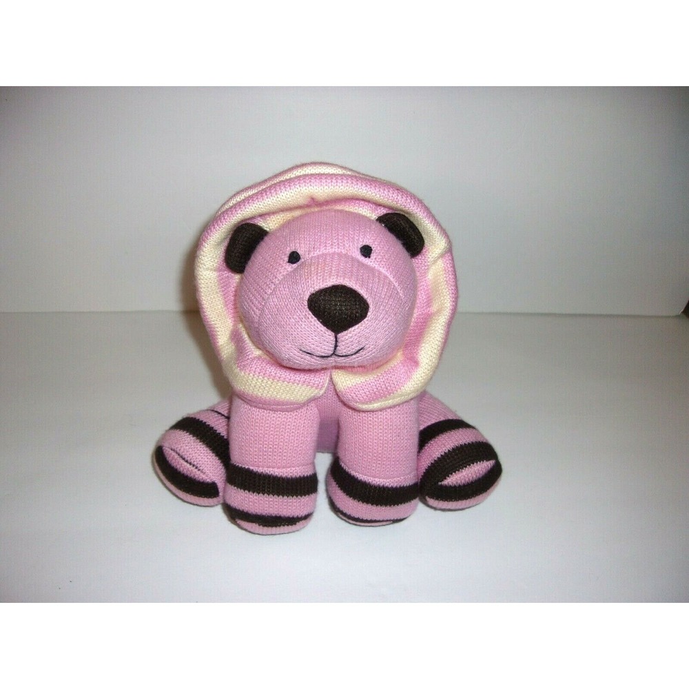 Animal Adventure Knit with Love Pink Brown Striped Lion Sock Knit Plush 8"